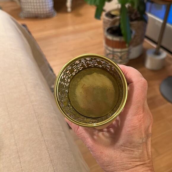 Gold Filagree Pencil Cup Votive Candle Holder 3.5” Tall x 3” Wide - Picture 3 of 3